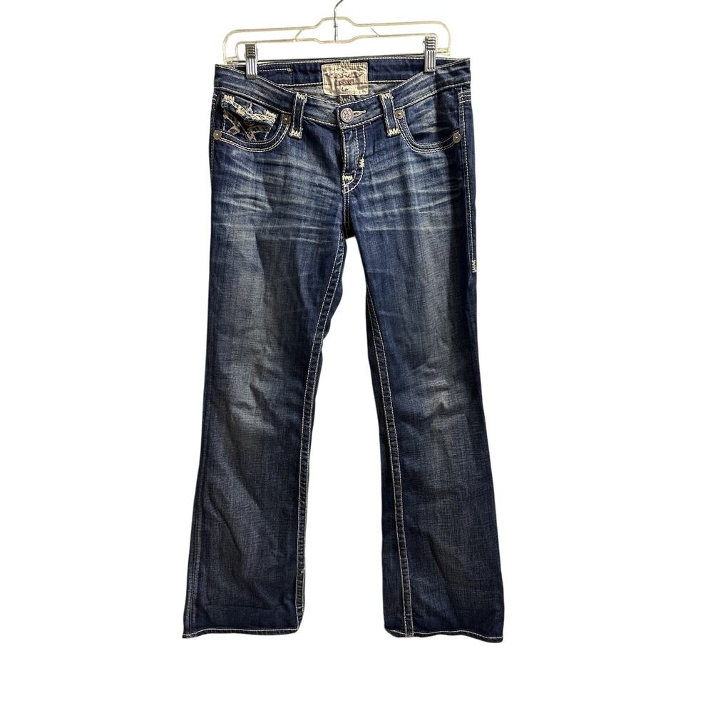 Big Star Liv Bootcut Jeans Womens 28R Medium Wash Stretch Embellished Pockets